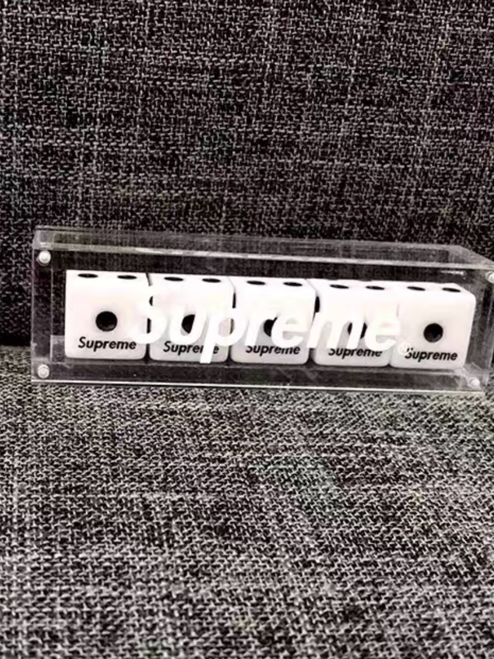 Supreme White Logo Dice Display Case